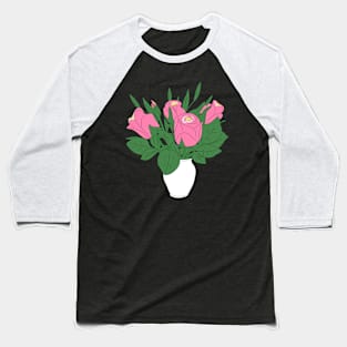 Roses Drawing Blossom Rose Bouquet Floral Pattern Baseball T-Shirt